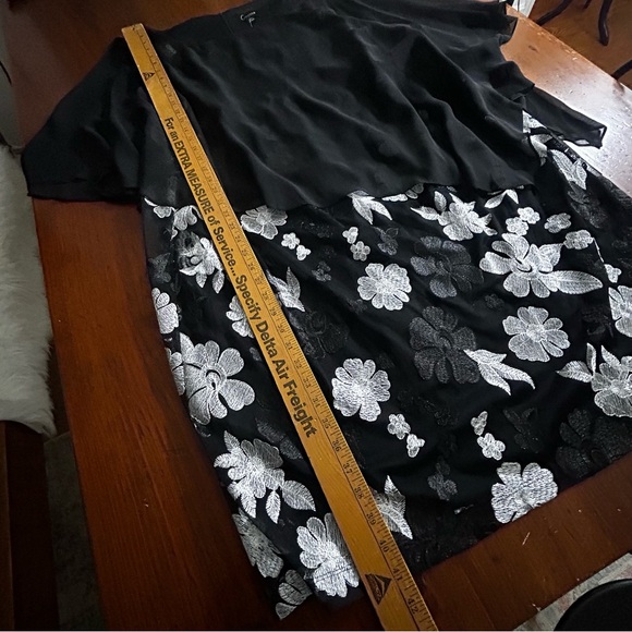 CONNECTED New Cocktail DRESS 24W Plus Black Lace Floral Sheer Embroidered NWT - Picture 10 of 16